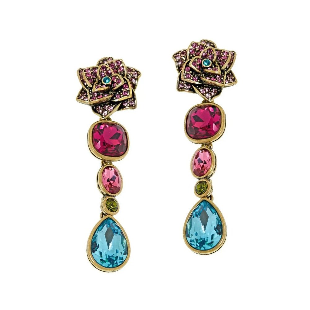 Heidi Daus "Dripping with Gems" Floral Dangle Earrings